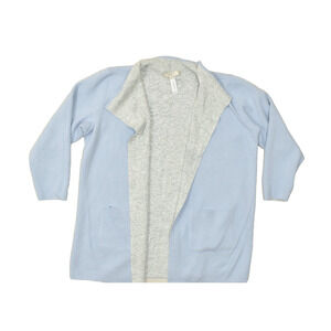 LOFT Women's Blue Gray Reversible Open Cardigan Plus Size 16/18 Viscose Blend